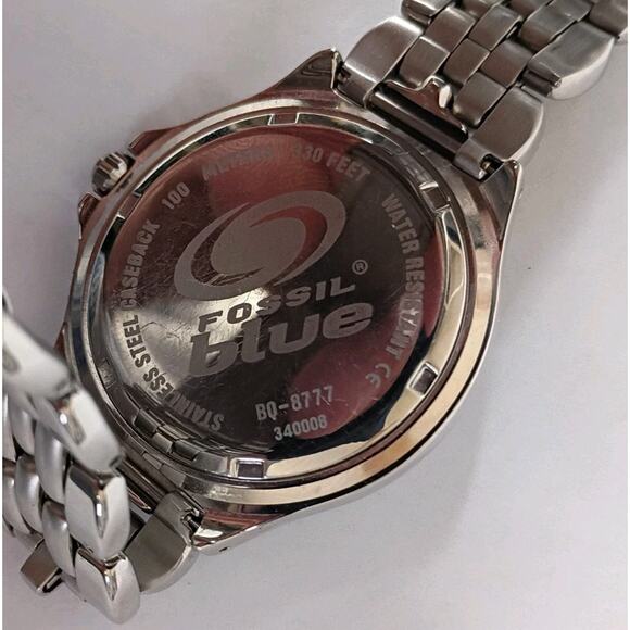 40mm Fossil BQ-8777 Blue Moonphase 1 Jewel Men's Quartz Wristwatch Japan Steel - Picture 10 of 16